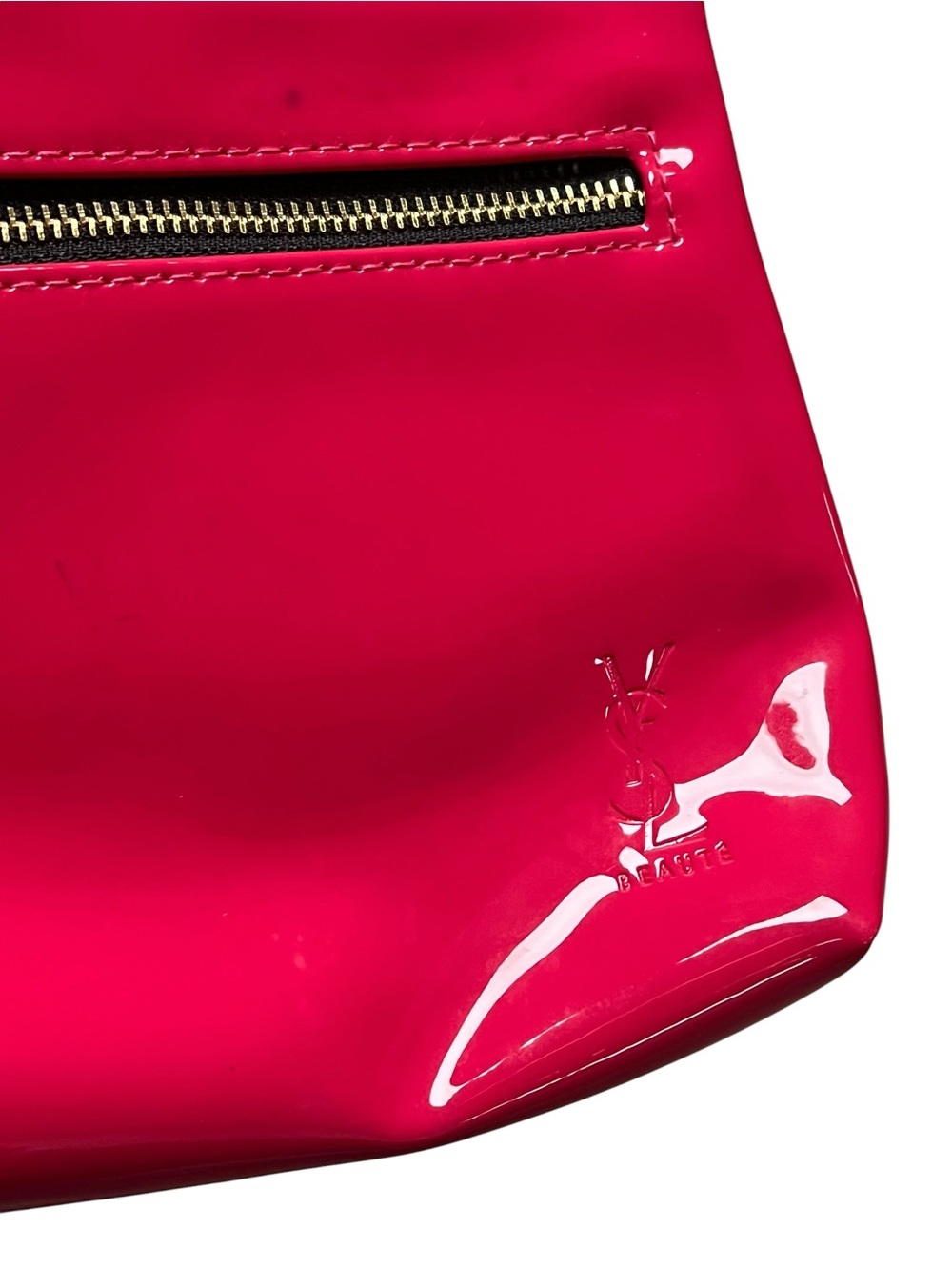 Saint Laurent Hot Pink Patent Leather Wristlet Clutch with Gold Zipper
